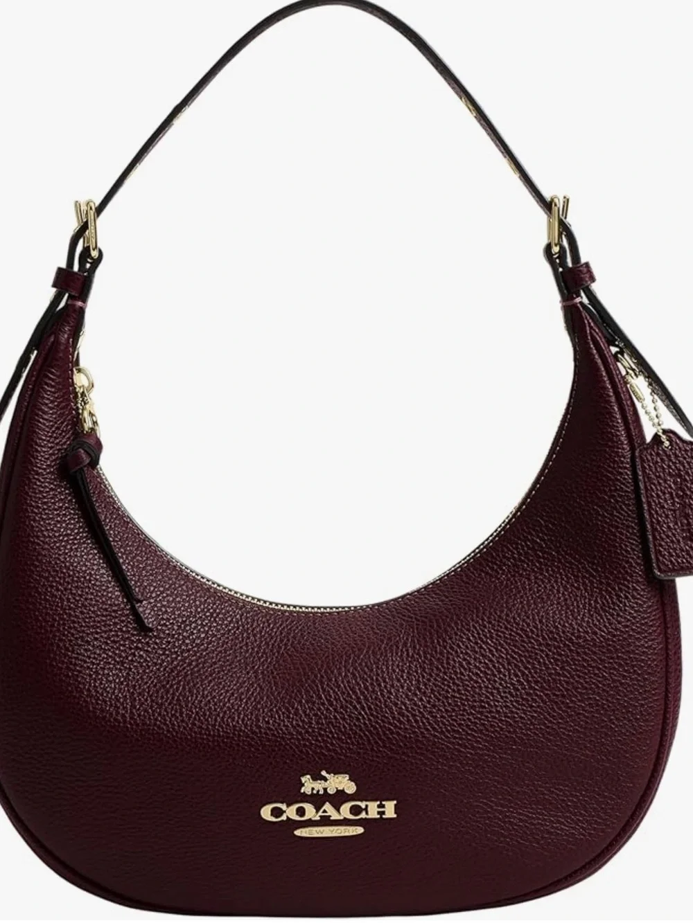 Coach Pebbled Leather Hobo Bag in Burgundy with Gold Hardware